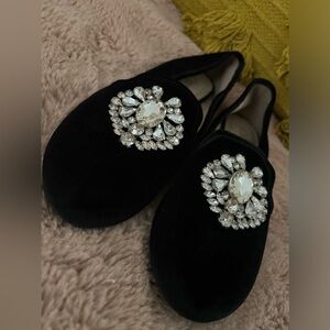 Velvet women’s rhinestone loafers